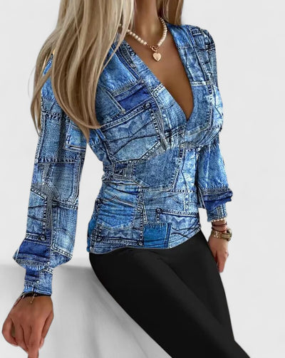 Loravine | Elegant V-Neck Top